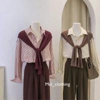 ราคา ออลจัง เสื้อไหมพรมคอปกกะลาสีแขนยาวลายสก็อต (47303919541)