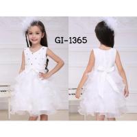 ราคา ชุดราตรีเด็กผู้หญิงสีขาว ออกงาน แขนกุด ติดโบว์ กระโปรงระบายเป็นชั้นๆ GI1365 (4082029955)