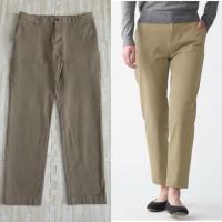 ราคา กางเกง MUJI ผ้าชิโน นิ่มยืด สีกากีเอว M 31-33 นิ้วขากระบอกเล็ก ซิปหน้า เอวหลังสม็อค (42423296482)