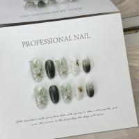 ราคา HANDMADEArtificial Nail Green Field Elf 3D Gradient Butterfly Summer Gentle Transparent Green Smudge Phototherapy Nails เล็บนํากลับมาใช้ใหม่และถอดออกได้ (25082159275)