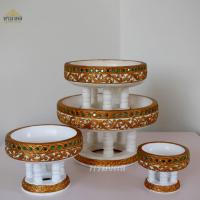 ราคา โตกไม้ สีขาว ลายตัวหนอน พานไม้ โตกทอง มีให้เลือกถึง 5 ขนาด (23130538666)