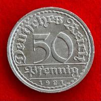 ราคา เหรียญเยอรมัน Germany 50 pfennig ปี 1921A เหรียญ​ต่างประเทศ (27330913335)
