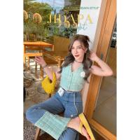 ราคา ป้ายLollipop ชุดเซท 2 ชิ้น เสื้อทวิตวิ้งๆ+กางเกงยีนส์ มีดอกไม้สีขาวติดอก สวยมาก(ไม่มีกระเป๋าค่ะ) ไซส์ S มือ1ป้ายห้อย (24577192738)