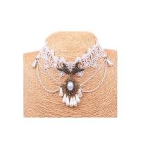 ราคา TANITTgems Vintage Bridal White Pearls French Lace Bridal Necklace (216672723)