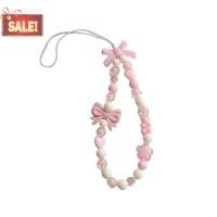 ราคา บล โบว์สีชมพูลูกปัดเชือกเส้นเล็กป้องกันการสูญหายสร้อยข้อมือสําหรับกรณีโทรศัพท์มือถือสายรัดข้อมือเชือกเส้นเล็กน่ารักโทรศัพท์พวงกุญแจแบบพกพาเชือกโซ่ก (27856588959)