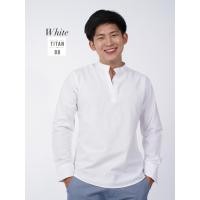 ราคา เสื้อเชิ้ตผู้ชายสีขาว ผ้าOxford คอจีนผ่า แขนยาว ใส่สบายระบายความร้อนได้ดี (2950991790)