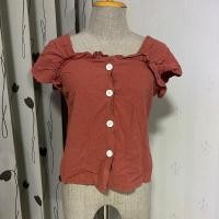 ราคา เสื้อผ้าฝ้ายคอเหลี่ยม สีส้มอิฐ (24572650380)