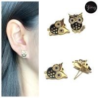 ราคา ต่างหูนกฮูกสีดำคู่เล็กน่ารัก ก้านเงินแท้ (4056093362)