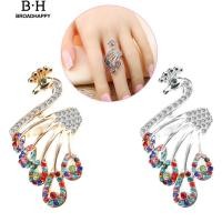 ราคา broadhappyแหวนรูปนกยูงนกยูง R Hinestones ทองคำผู้หญิง s แหวนเกลี้ยง (1782504223)