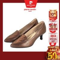 ราคา Pierre Cardin รองเท้าผู้หญิง รองเท้าส้นสูง Pump นุ่มสบาย ผลิตจากหนังแท้ สีบรอนซ์ทอง รุ่น 26SD408 (16800213777)