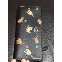 ราคา กระเป๋าสตางค์ใบยาว 2 พับ Coach หนังสีดำ ลายน้องแมว ข้างในสีชมพู (14606368766)
