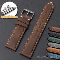 ราคา 18/19/20/22/24 มม. Crazy Horse Cowhide สายหนัง Vintage สายหนังแท้นุ่ม Universal Quick Release Matte สายรัดข้อมือ (50151398905)