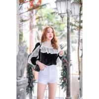 ราคา Feminine_Koncept เข้าแย้ววว งานลูกคูณณณ เสื้อกำมะหยี่ แขนยาว ดีเทลเป็น ลูกไม้ ระบายหน้า คอปีน ซีทรู ทรงนี้บอกเลยน่ารัก (9210919213)