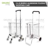 ราคา OKURA รถเข็นร้านขายของชําช้อปปิ้งอลูมิเนียมมีล้อรถเข็นมือพับ Rolling ล้อหมุนยูทิลิตี้น้ําหนักเบา Troli (46800128108)