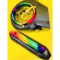 ราคา ฝาครอบใบพัด+กันร้อนท่อ Mio ,Fino (รุ่นเก่า) เซตเคฟล่ารุ้ง อย่างดี(SK) (28218170535)