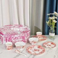 ราคา D บ้านยุโรปหรูหรา Bone China Red Tiger Series ครัวเรือนบนโต๊ะอาหารชามช้อนจานอาหารค่ําคู่ถ้วยแก้วพิธีขึ้นบ้านใหม่ของขวัญให้ (49301948525)