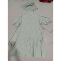 ราคา เซ็ตเดรสผ้าฝ้าย หมวก มือ1 สีเขียวพาสเทล สวยมาก (13631830642)