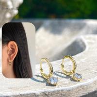 ราคา เงินแท้ Glamwelry ต่างหู hoop earrings ต่างหูห่วง สีทอง ตุ้งติ้งเพชรขาว (27874535551)