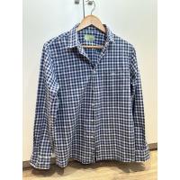 ราคา เสื้อเชิ้ตแขนยาวลายตารางสีน้ำเงิน brand : Alumnus size L แท้100% (28820879724)