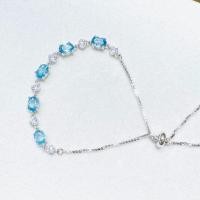 ราคา [พร้อมส่ง] สร้อยข้อมือเงินแท้ 925 ฝังพลอยเพทายฟ้า(Blue Zircon) ขนาด 7*5 มิล และเพชร cz สร้อยข้อมือเป็นแบบสายรูด (44252739197)