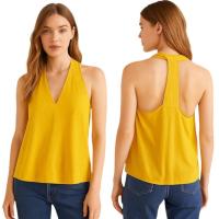 ราคา Yellow : Halter Back V-Neck Top (20589434446)