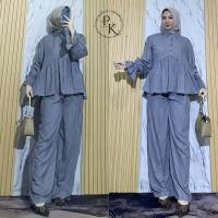 ราคา Oneset Rayon Stripe - Jennie Set Pants Saluar amat Rayon Premium || Viral Striped Balloon Sleeve Nursing Womens Oneset (47201755768)