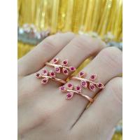 ราคา #แหวนนาคใบมะกอกพลอยสีชมพู (22924296177)