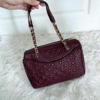 ราคา Used Tory burch Fleming duffel bag red wine มือสองของแท้ (13112869828)