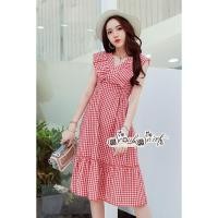 ราคา ฟรี EMS ชุดเดรสยาว งานป้าย Lady Ribbon Thailand เสื้อผ้าแฟชั่นผู้หญิง Dress Size M สีแดง พร้อมส่งสวยเหมือนแบบ (1126042303)