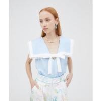 ราคา kloset(แท้)มือ2เสื้อสีฟ้า ปักด้านหลังแต่งโบว์ (29611669069)