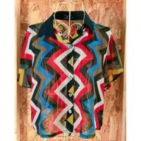 ราคา เชิ้ตครอปแขนสั้น 5 UP ผ้าชีฟองซีทรู หน้าอก40” ความยาว21” มือสอง (25044922699)