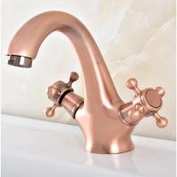 ราคา โบราณสีแดงทองแดงอ่างล้างหน้าก๊อกน้ําคู่ข้ามจับห้องน้ําอ่างล้างจานก๊อกน้ําหนึ่งหลุมดาดฟ้าติดตั้งโต๊ะเครื่องแป้งอ่างน้ําร้อนและน้ําเย็น เรา825 (19771090473)