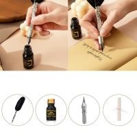 ราคา รัก* ชุดปากกาจุ่มขนนกย้อนยุคพร้อมปากกาทดแทนปลายปากกาและหมึกปากกาจุ่มโบราณ (28825788334)