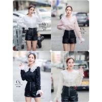 ราคา เสื้อแขนยาว กระดุมหน้า แต่งระบายคอและปลายแขน (1819431298)