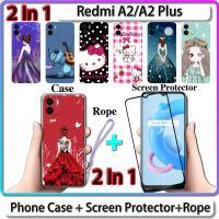 ราคา 2 IN 1 เคส สําหรับ Redmi A2 A2 Plus เคส พร้อมกระจกนิรภัยโค้ง ป้องกันหน้าจอเซรามิค สําหรับเด็กผู้หญิง และคิตตี้ (20283218620)