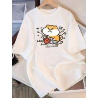 ราคา เสื้อยืด oversize ลายการ์ตูน LOVE to WORK แขนสั้น คอกลม เสื้อใส่สบายแฟชั่น เนื้อผ้านุ่มลื่นเย็นสบายระบายอากาศได้ดี (42254714674)