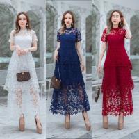 ราคา (M,2xl) พร้อมส่งชุดเดรสลูกไม้ฉลุสีขาวแต่งกระโปรง 3 ชั้น ลูกไม้นิ่มมาก งานป้าย Ananya แท้ มือ1 ป้ายห้อย (23162985457)