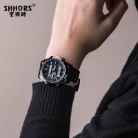 ราคา SHHORS อิเล็กทรอนิกส์ผู้ชายผู้หญิงนาฬิกา Casual Pointer Dual Display Light ธุรกิจโลหะ Luminous นาฬิกาปลุกเมตร (48351713562)
