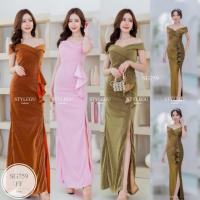 ราคา SG759 ชุดราตรี เดรสปาดไหล่วีนก แต่งระบายผ่า เนื้อผ้ากลิตเตอร์วิ้งเพชรยืดเยอะ งานมีฟองน้ำ ซิปซ่อนหลังอย่างดี #ชุดออกงาน (24908549112)