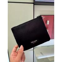 ราคา ตอนนี้!Prada/Prada Black/Mint Green Nylon Double Cloth Bag Cosmetic Bag Canvas Small Bag Storage Bag (55451710453)