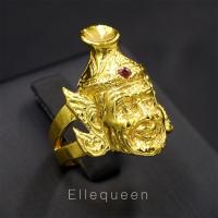 ราคา แหวนเศียรพ่อแก่บรมครูปู่ฤๅษี ฝังพลอย งานไทยชุบทองไมครอน หนา 3 มิล น้ำหนัก 2 สลึง (5908976363)