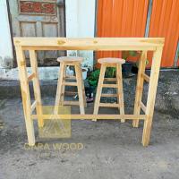 ราคา ✅ส่งฟรี CR.W ชุดโต๊ะเก้าอี้บาร์ทรงสูงทำจากไม้สัก ขนาด 120*40 สูง 105 ซม. เหมาะกับมุมกาแฟมากๆ งานดิบ(ยังไม่ทำสี) (27119711120)