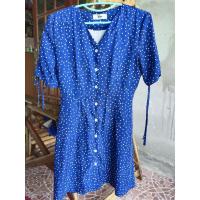 ราคา เดรสมือสองลายจุดสีน้ำเงิน ป้ายvisa (22552608495)