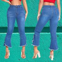 ราคา กางเกงยีนส์ขาม้า เอวสูง ปลายแต่งรุ่ย (17663270767)