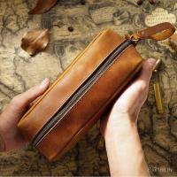 ราคา การค้าต่างประเทศซิป Retro Crazy Horse หนังสแควร์เครื่องเขียนกระเป๋า First Layer Cowhide ดินสอ Simple ดินสอ Original ขนาดใหญ่ Capa (49300788896)