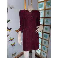 ราคา เดรสสีแดงเลือดนกลายลูกไม้ปักดิ้นวิ้งๆคอปักเพชรวิ้งๆ (26322157378)