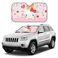 ราคา Hello Kitty ม่านบังแดดรถยนต์ ฝาครอบกระจกหน้า อุปกรณ์ฉนวนกันความร้อนรถยนต์ส่วนบุคคล อุปกรณ์ตกแต่งภายใน หนาป้องกันรังสียูวีอลูมิเนียมฟอยล์์ FA82 (27437874677)