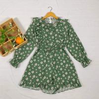 ราคา แชทถามสต๊อกก่อนโอนจั๊มสูทขาสั้นแขนยาวลายดอกเดซี่แต่งระบาย (3642263879)