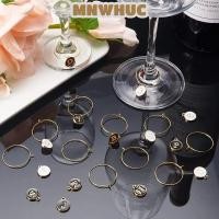 ราคา MNWHUC 26 ชิ้นแก้วไวน์ Charm แหวน, ตัวอักษรจี้โลหะแก้วไวน์เครื่องหมาย, แฟชั่น DIY ป้ายไวน์แก้วไวน์ Hoops งานแต่งงาน Party Decor (28093949589)