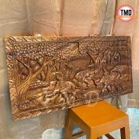 ราคา TMD แผ่นไม้แกะสลักแขวนผนัง 100*50 ซม. แกะจากไม้จามจุรีทั้งแผ่นเป็นแนวชนบทสมัยเก่า A3 (28582353196)